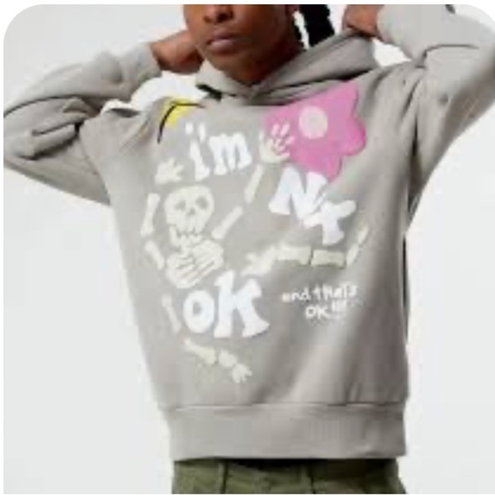 Pacsun I’m Not OK Hoodie Grey size small